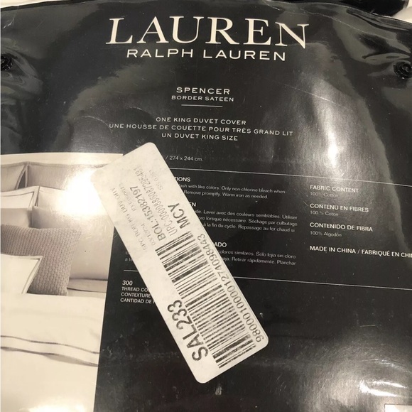 Ralph Lauren Spencer Sateen Gray Border King  Duvet Cover 300TC,$420 - Picture 13 of 13